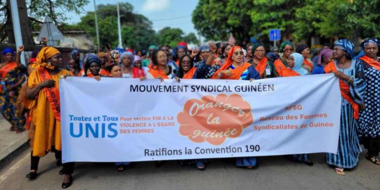 16 jours d&rsquo;activisme: des femmes du mouvement syndical guinéen appellent le gouvernement de la transition à ratifier la convention-190 de l&rsquo;OIT